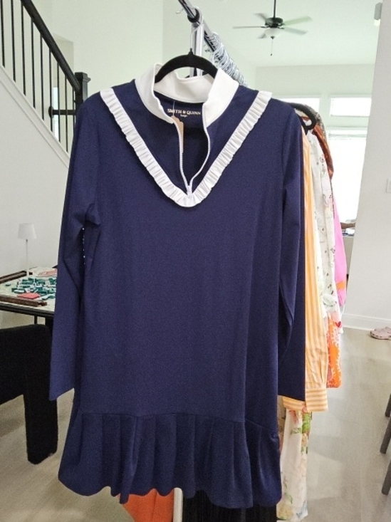 Smith & Quinn Dresses & Skirts - Navy Blue Ruffle-Trim Long Sleeve Dress|| Size Large